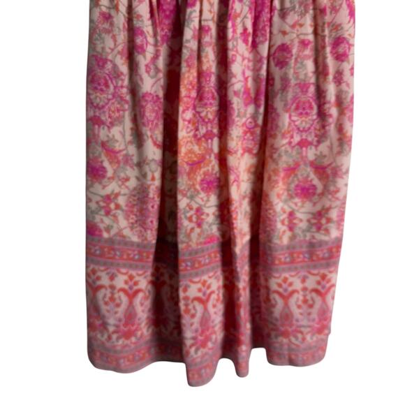 Rebecca Taylor Dreamweaver Pink Boho Printed Sleeveless Silk V-Neck Dress Size 6 - Picture 9 of 10